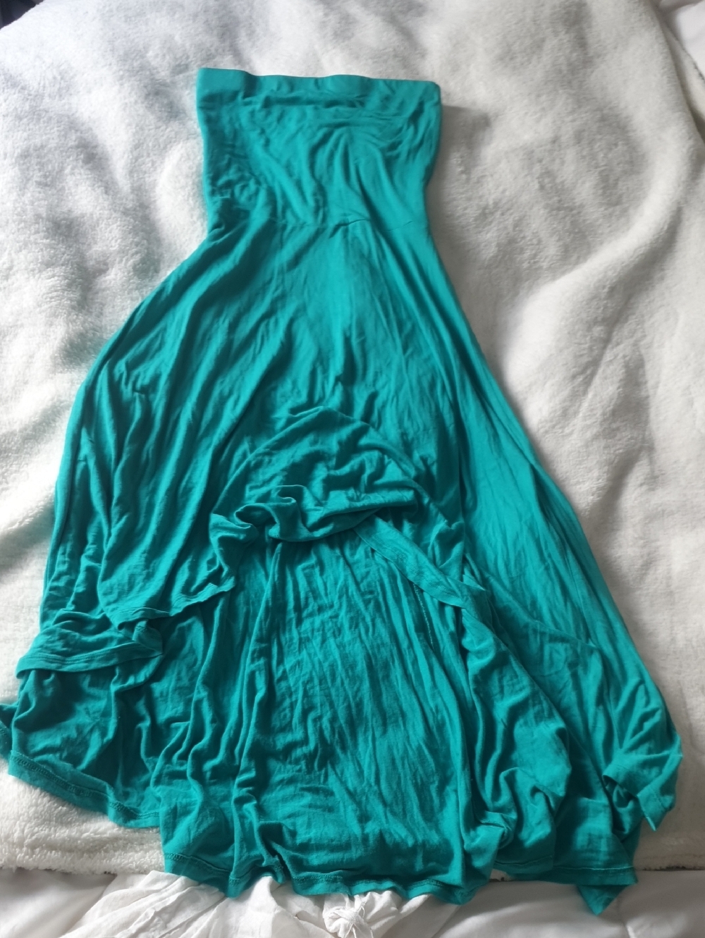 Teal Strapless High-Low Maxi Dress
